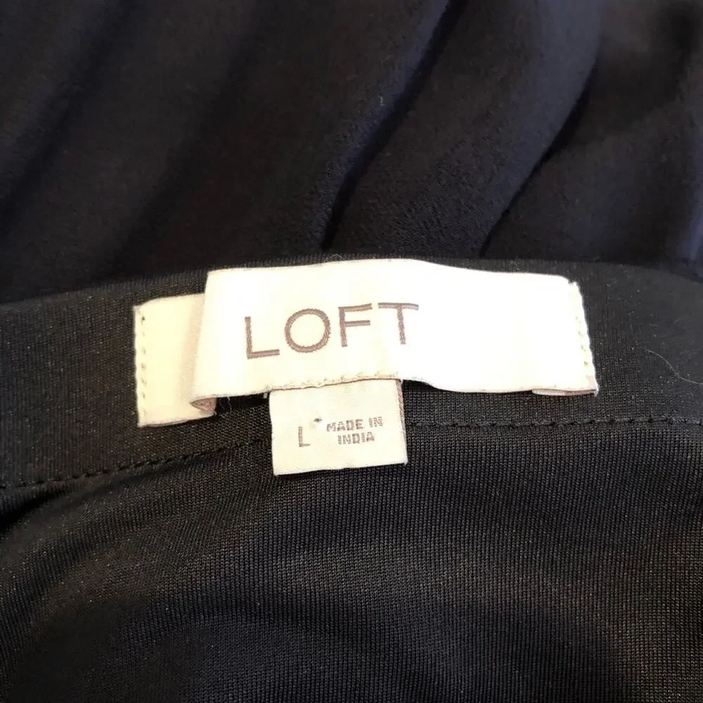 LOFT black ruffle trim wide leg sleeveless jumpsuit size Large